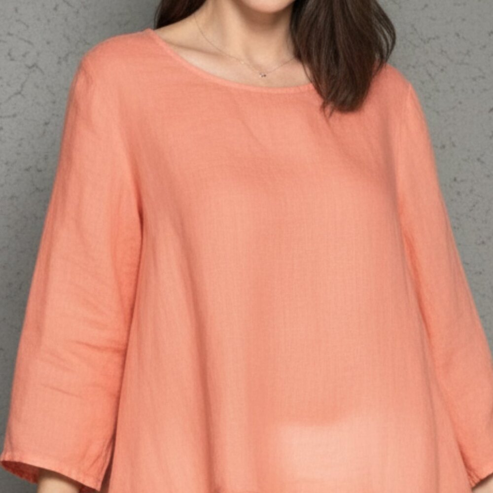 Match Point USA 100% Linen Ruffle Bottom Top - Picture 3 of 15